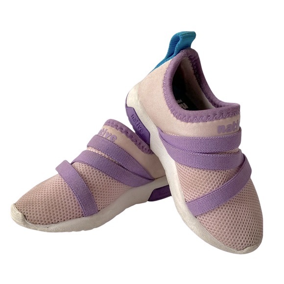 Native Kids Sneakers in Purple and Cream - Picture 1 of 7
